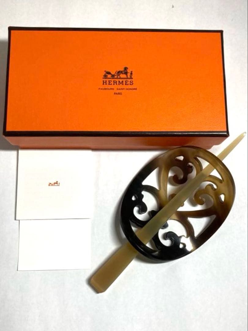 HERMES エルメス　ロカイユ　バッファローホーン　かんざし　ヘアアクセサリー