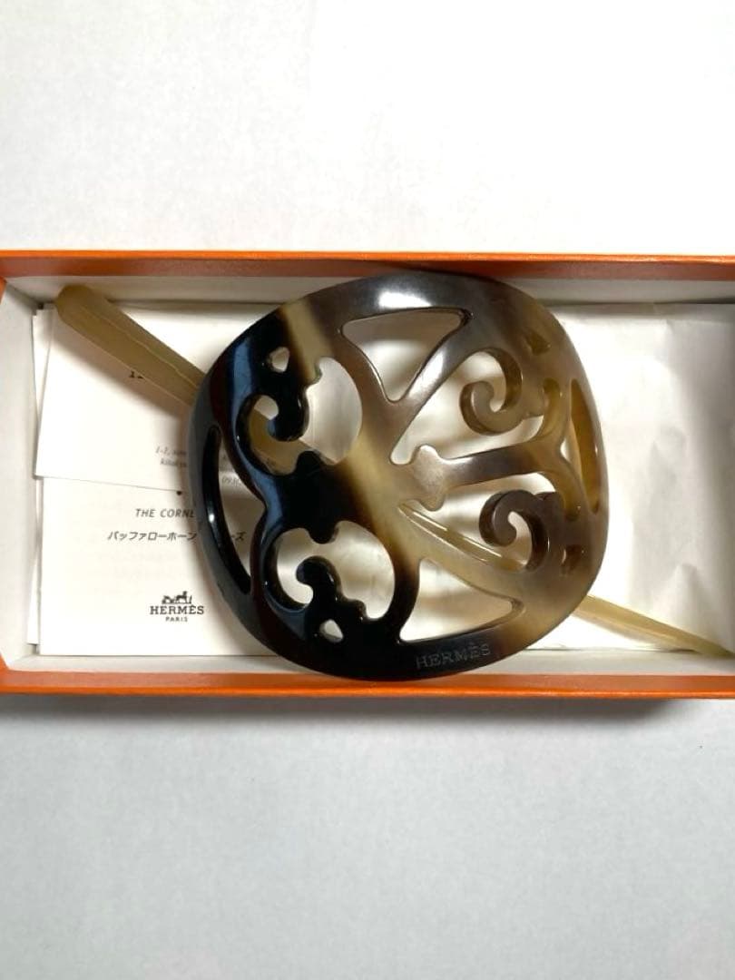HERMES エルメス　ロカイユ　バッファローホーン　かんざし　ヘアアクセサリー