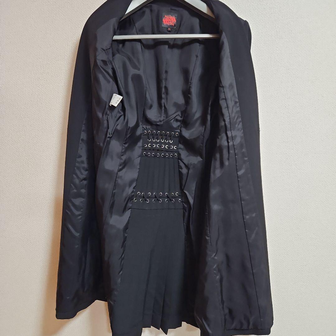 Jean Paul Gaultier ブラック レースチェスターコート 38