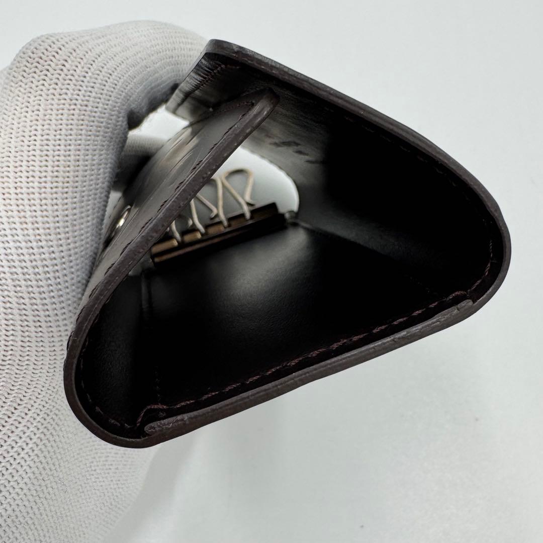 美品 ルイヴィトン 4連キーケース グラセ ミュルティクレ 濃黒茶