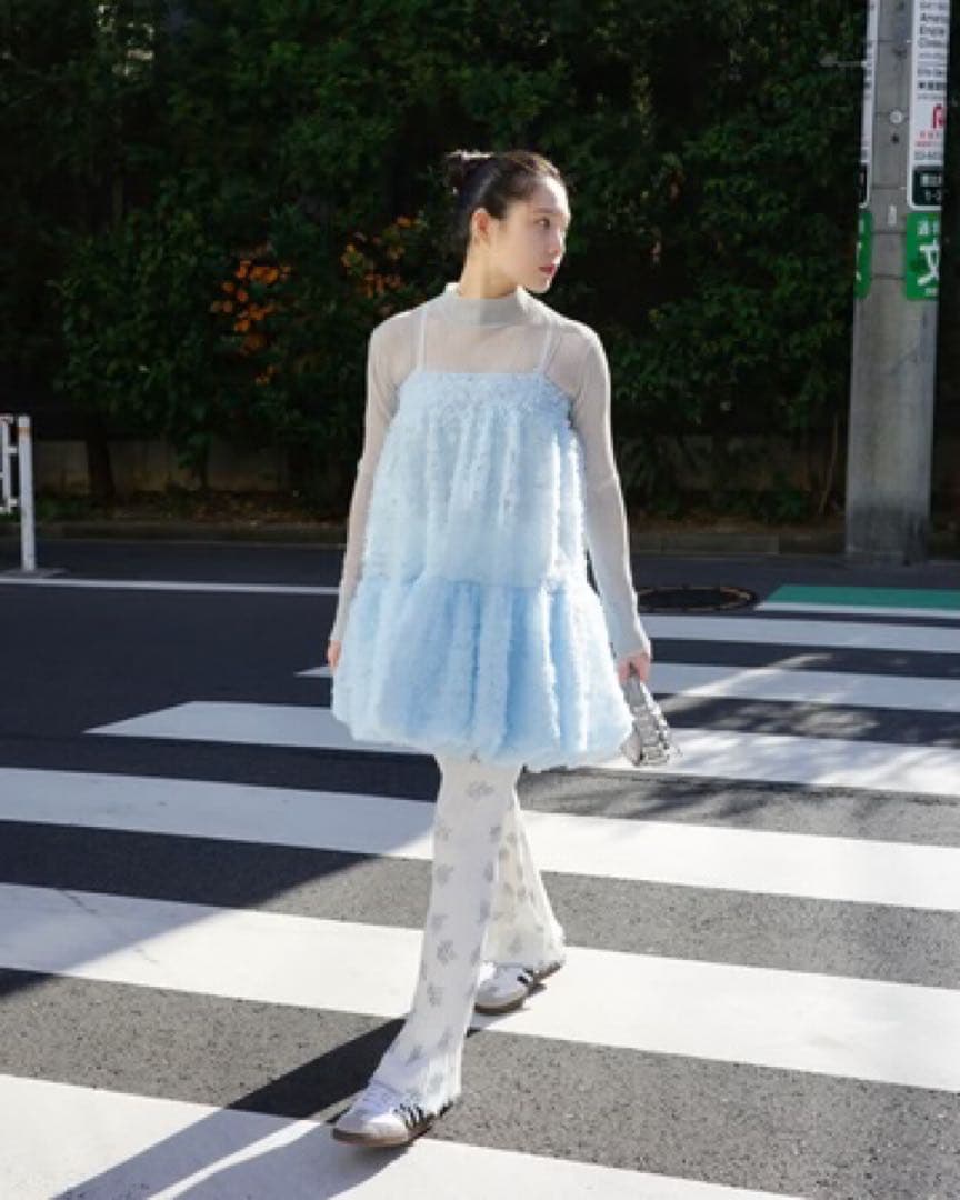 トップス poppy TULLE BALLOON TUNIC (LIGHT BLUE)