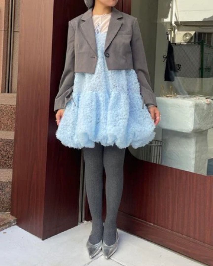 トップス poppy TULLE BALLOON TUNIC (LIGHT BLUE)
