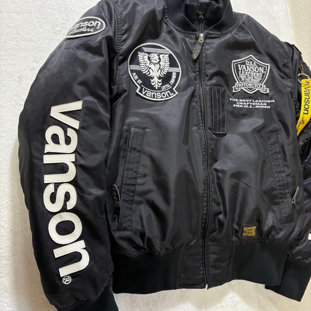 【美品・3way】VANSON　MA-1　ライダースジャケット　ブラック M