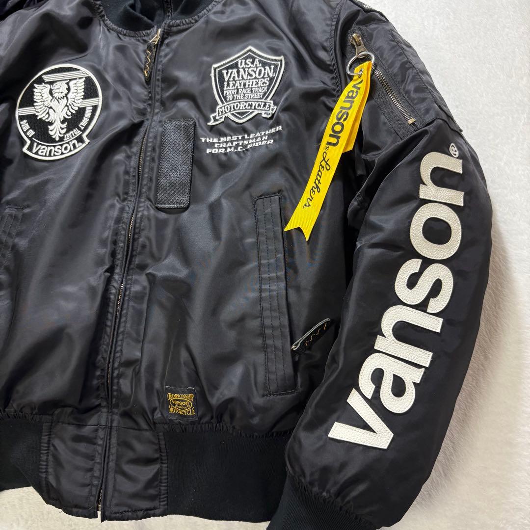 【美品・3way】VANSON　MA-1　ライダースジャケット　ブラック M