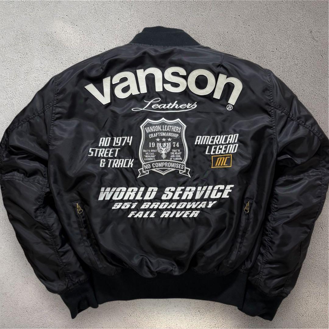 【美品・3way】VANSON　MA-1　ライダースジャケット　ブラック M