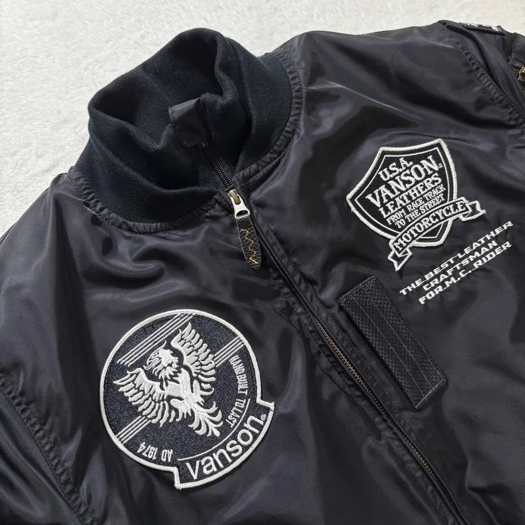【美品・3way】VANSON　MA-1　ライダースジャケット　ブラック M
