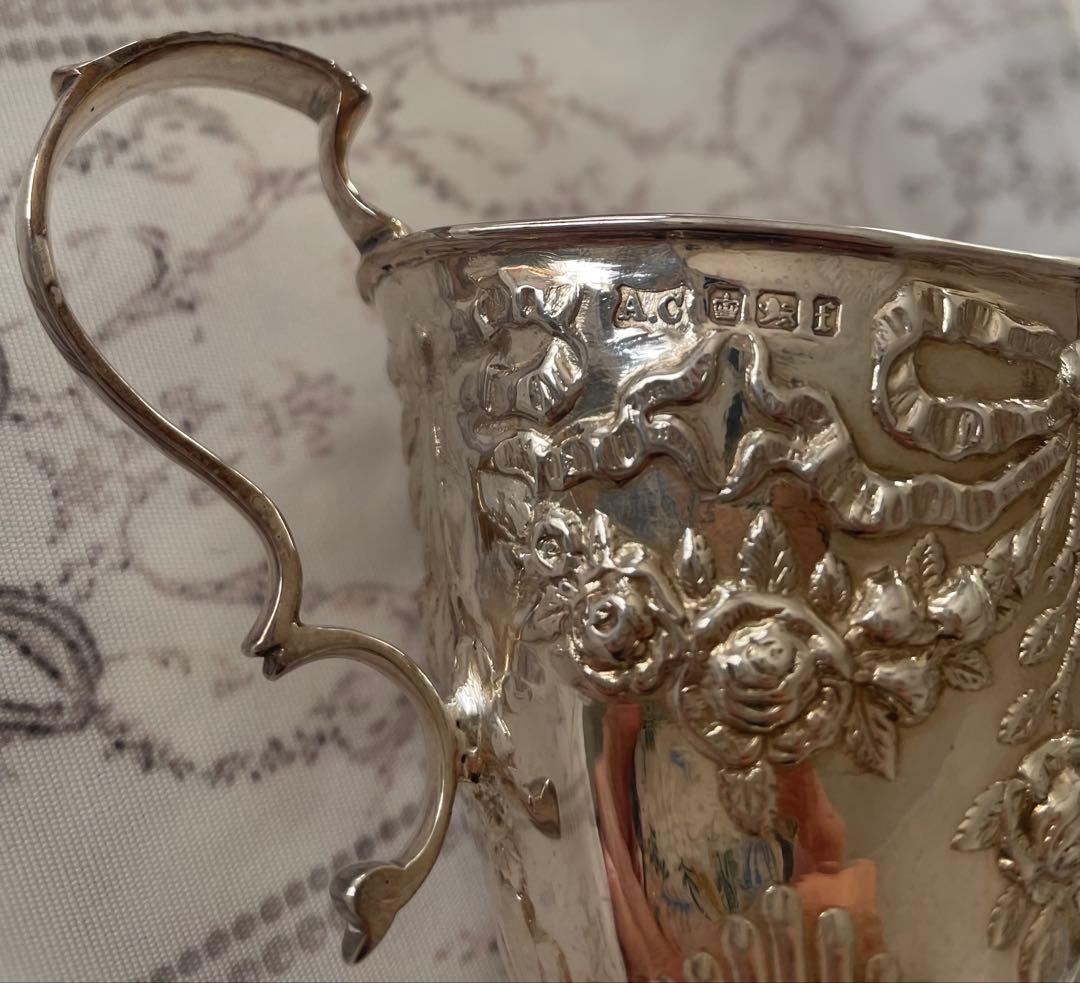 純銀シルバーティーセット　リボン薔薇ローズガーランド