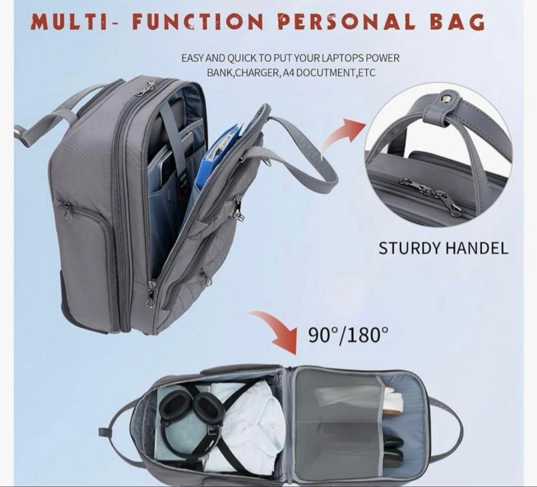 [KROSER] 15インチ 機内持ち込み荷物 USB充電ポート付き