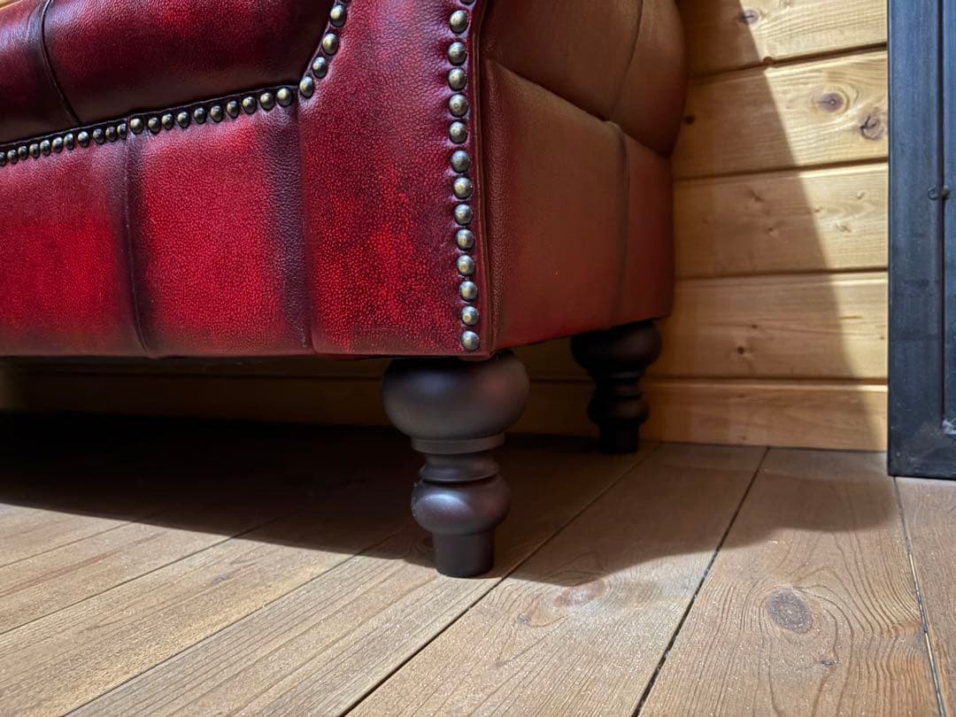 極上美品★チェスターフィールドソファ★希少 ベンチタイプ イギリス 牛革