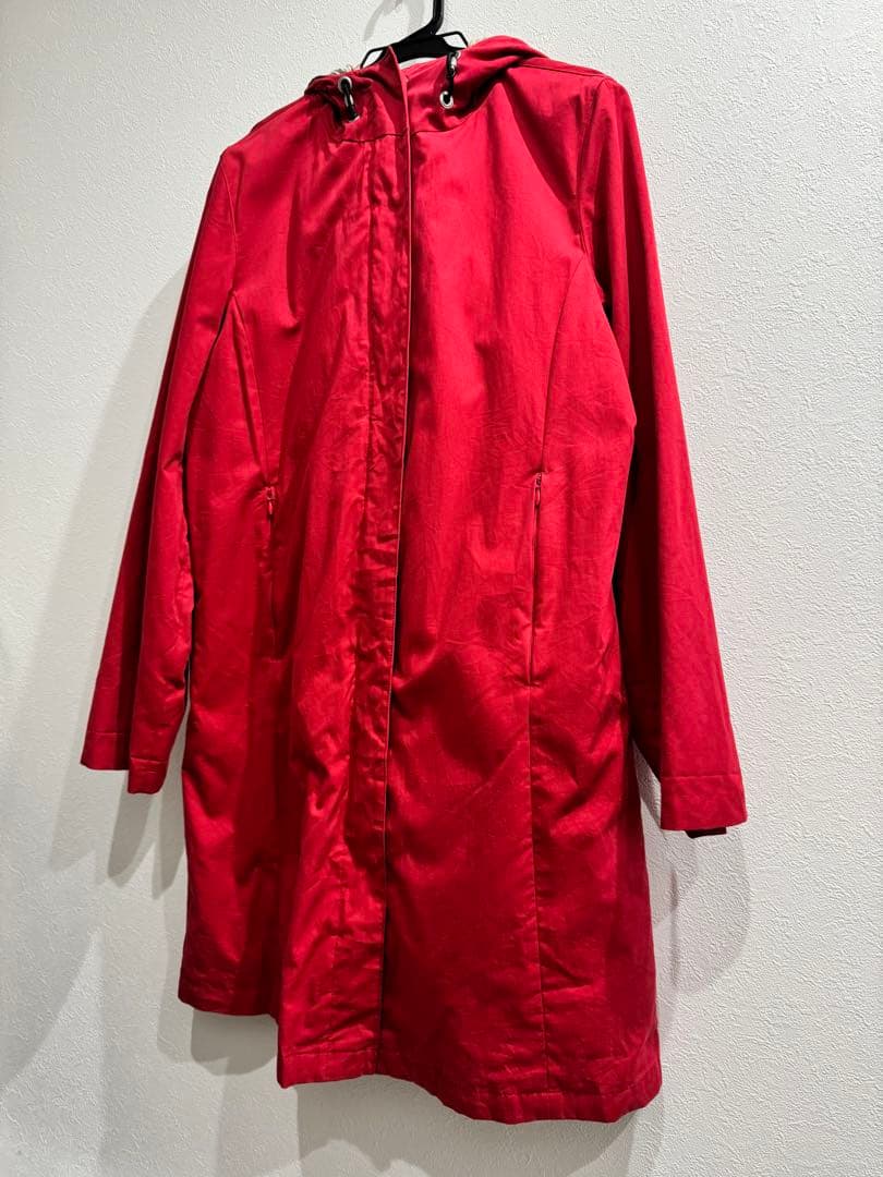 【Burberry London】ライナー付フーデッドコート レッド