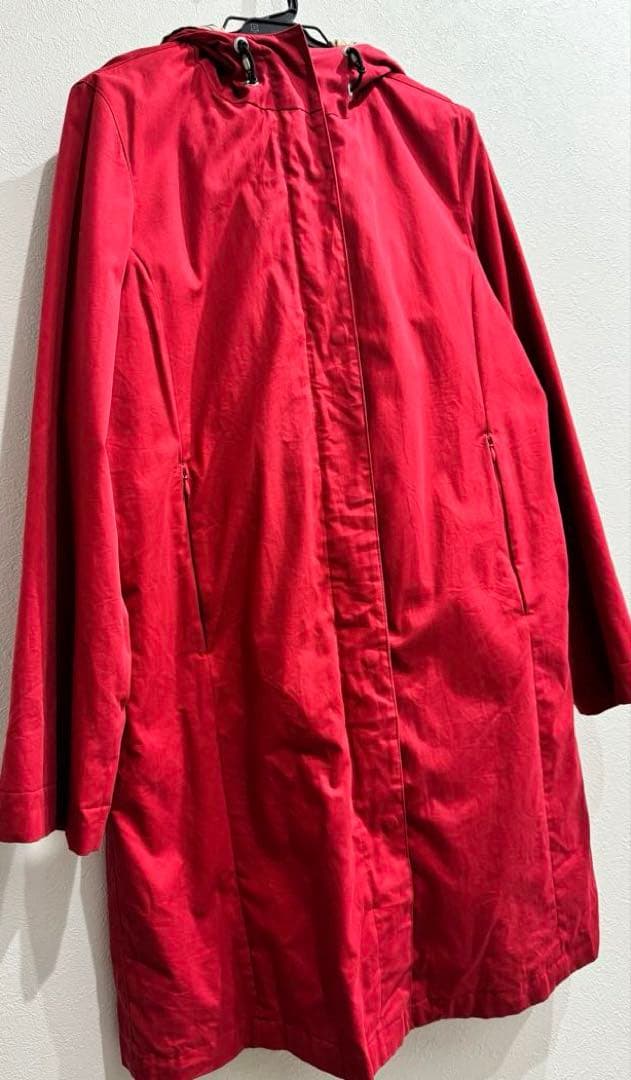 【Burberry London】ライナー付フーデッドコート レッド