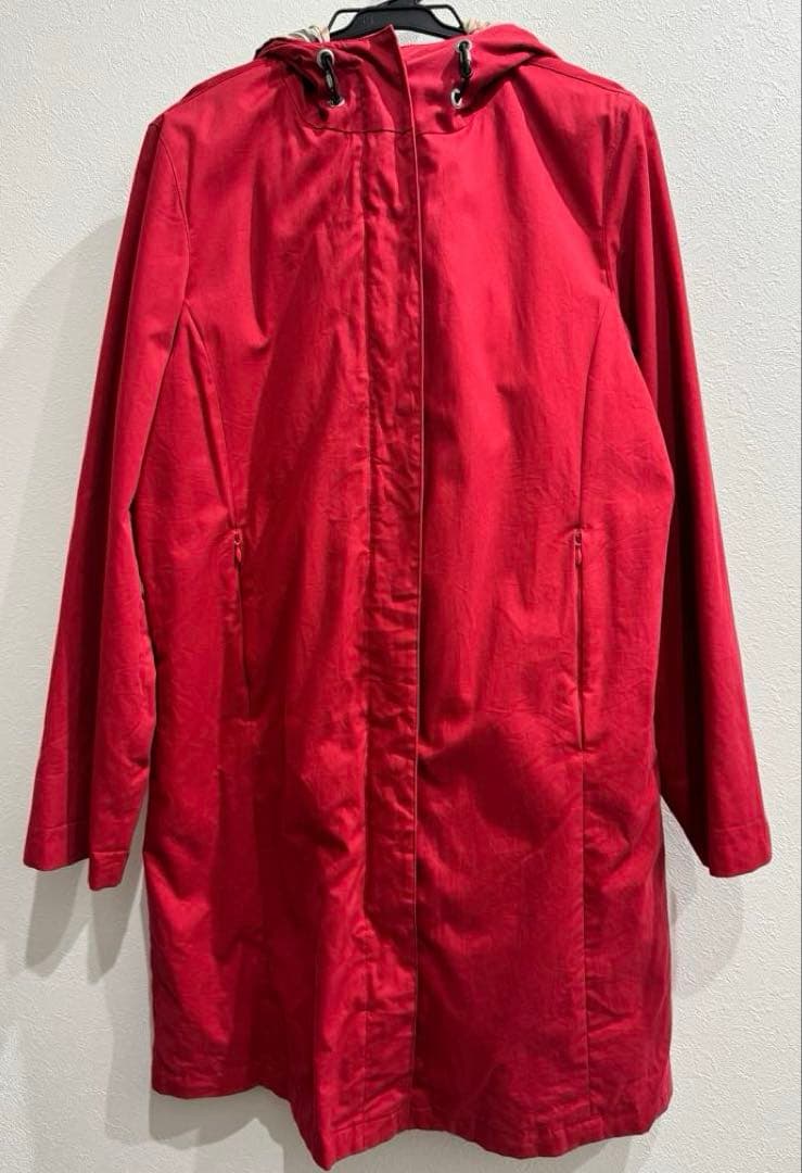 【Burberry London】ライナー付フーデッドコート レッド