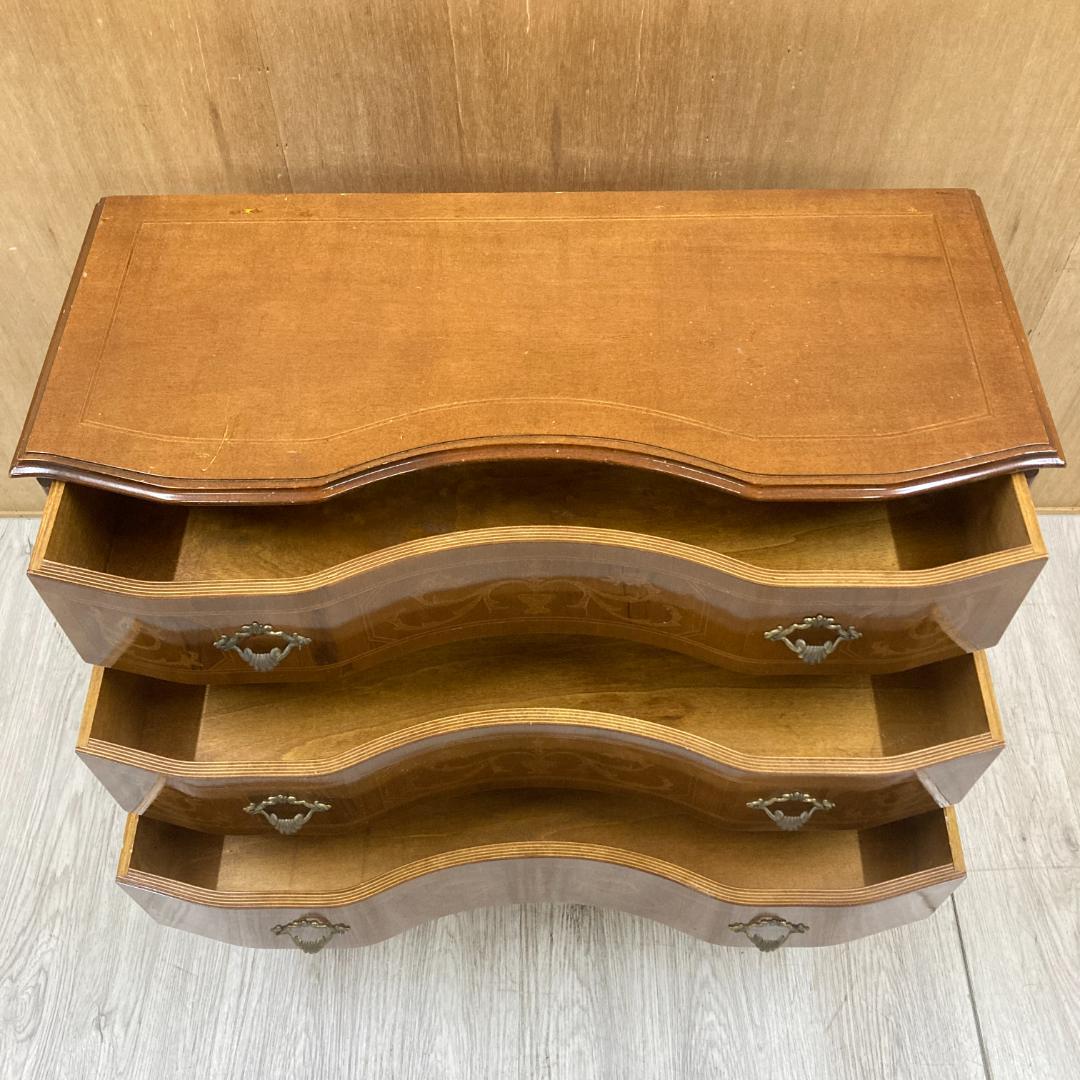 イタリア　象嵌　３段チェスト　猫足　クラシック