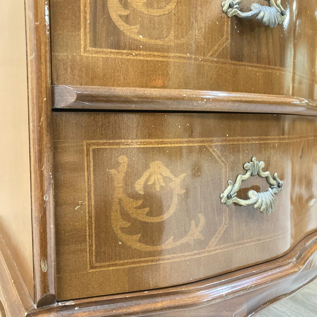 イタリア　象嵌　３段チェスト　猫足　クラシック