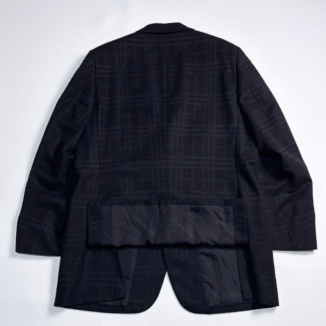 美品 バーバリーロンドン XL アンゴラ混 黒ノバチェック メタル ジャケット