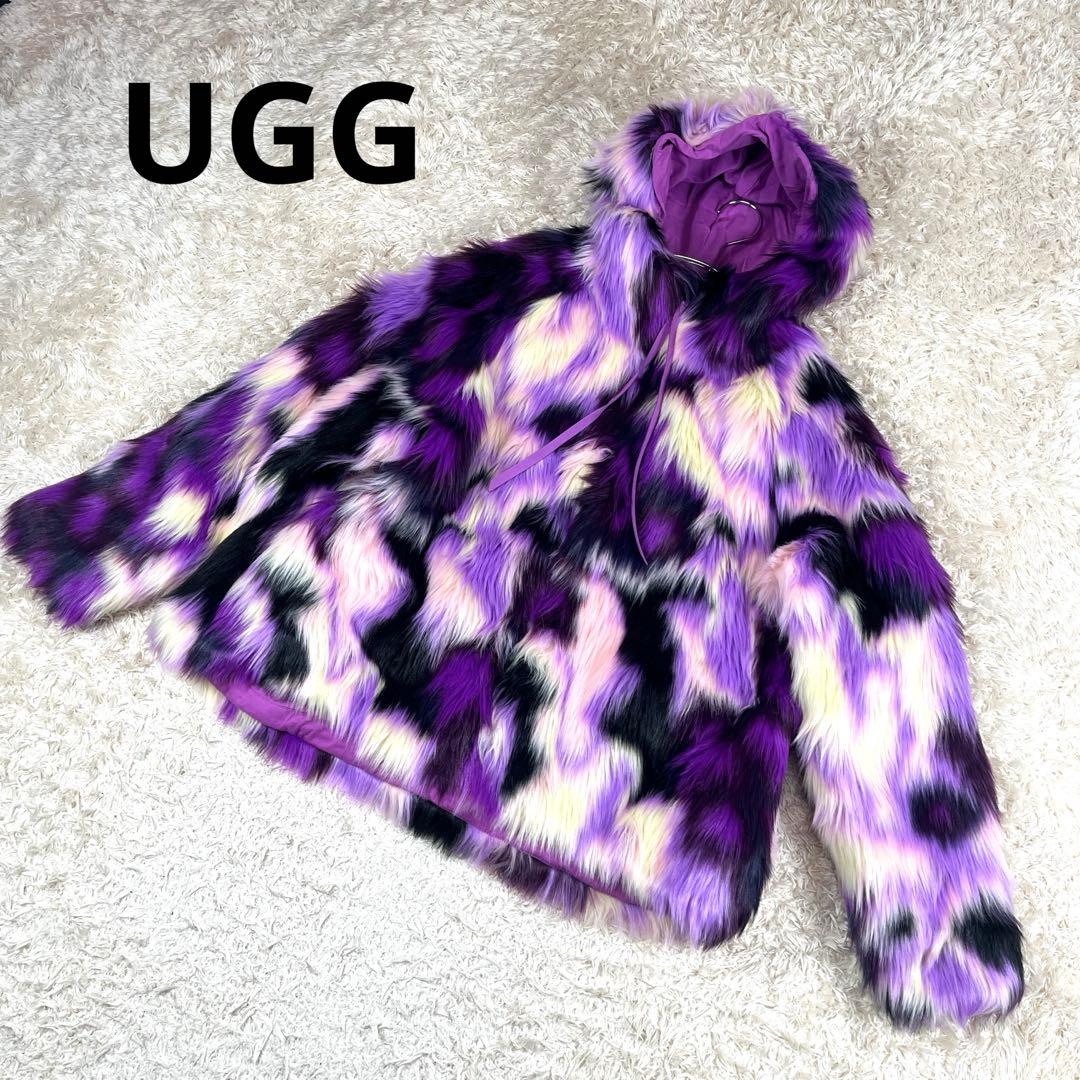 UGG アグ マルチカラー フェイクファーコート ジャケット XS/Sサイズ