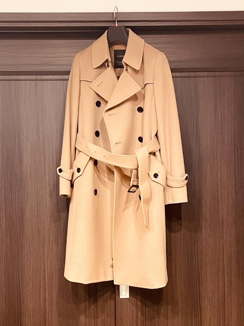 SANYO 100年コート　ウールトレンチコート　キャメル
