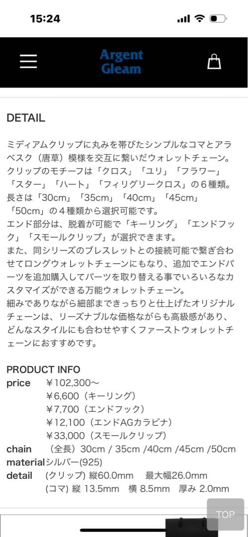 Argent Gleam シルバー ウォレットチェーン