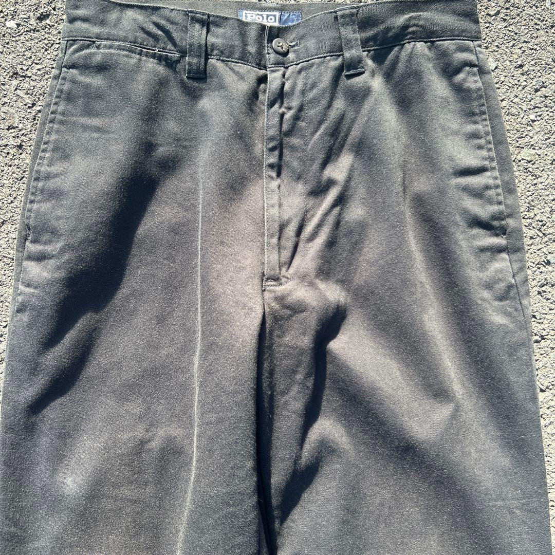 ブラック 90s Ralph Lauren チノパン ノータック ポロチノ
