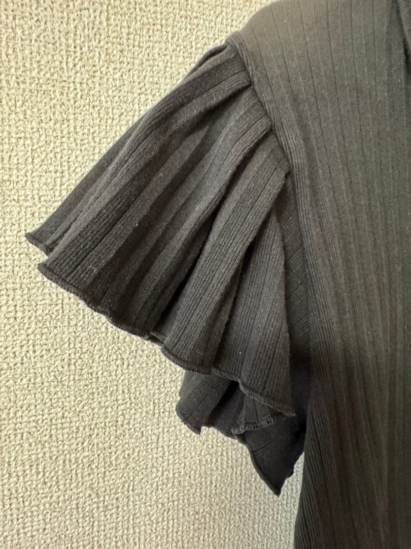 FRED PERRY ブラック フリル袖 ポロシャツ UK 10