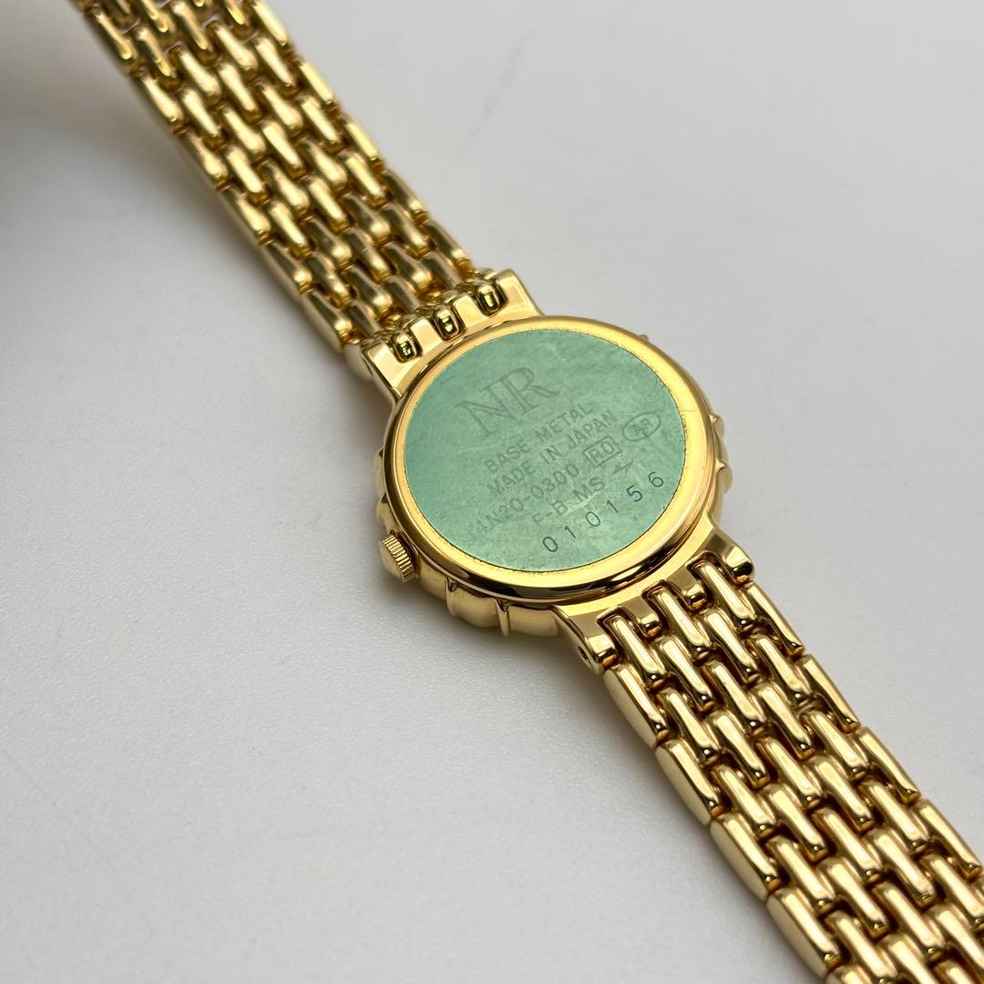 美品 新品電池 ニナリッチ ダイヤ シェル ゴールド レディース 腕時計 ドレス