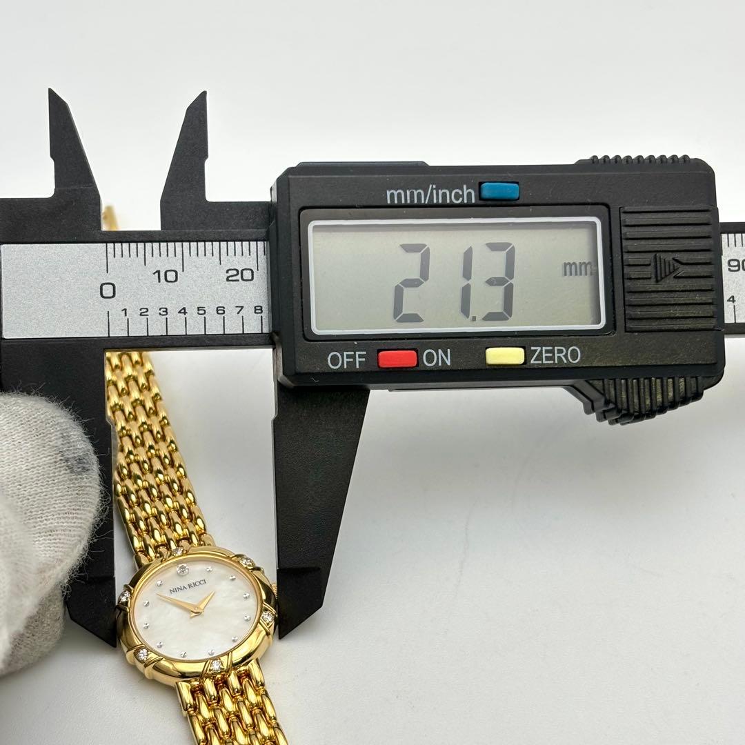 美品 新品電池 ニナリッチ ダイヤ シェル ゴールド レディース 腕時計 ドレス