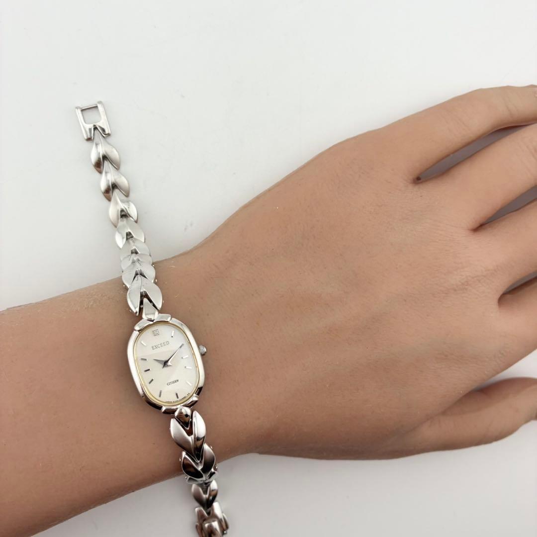 【希少/電池交換済】CITIZEN　EXCEED　1pダイヤ　シルバー　クォーツ