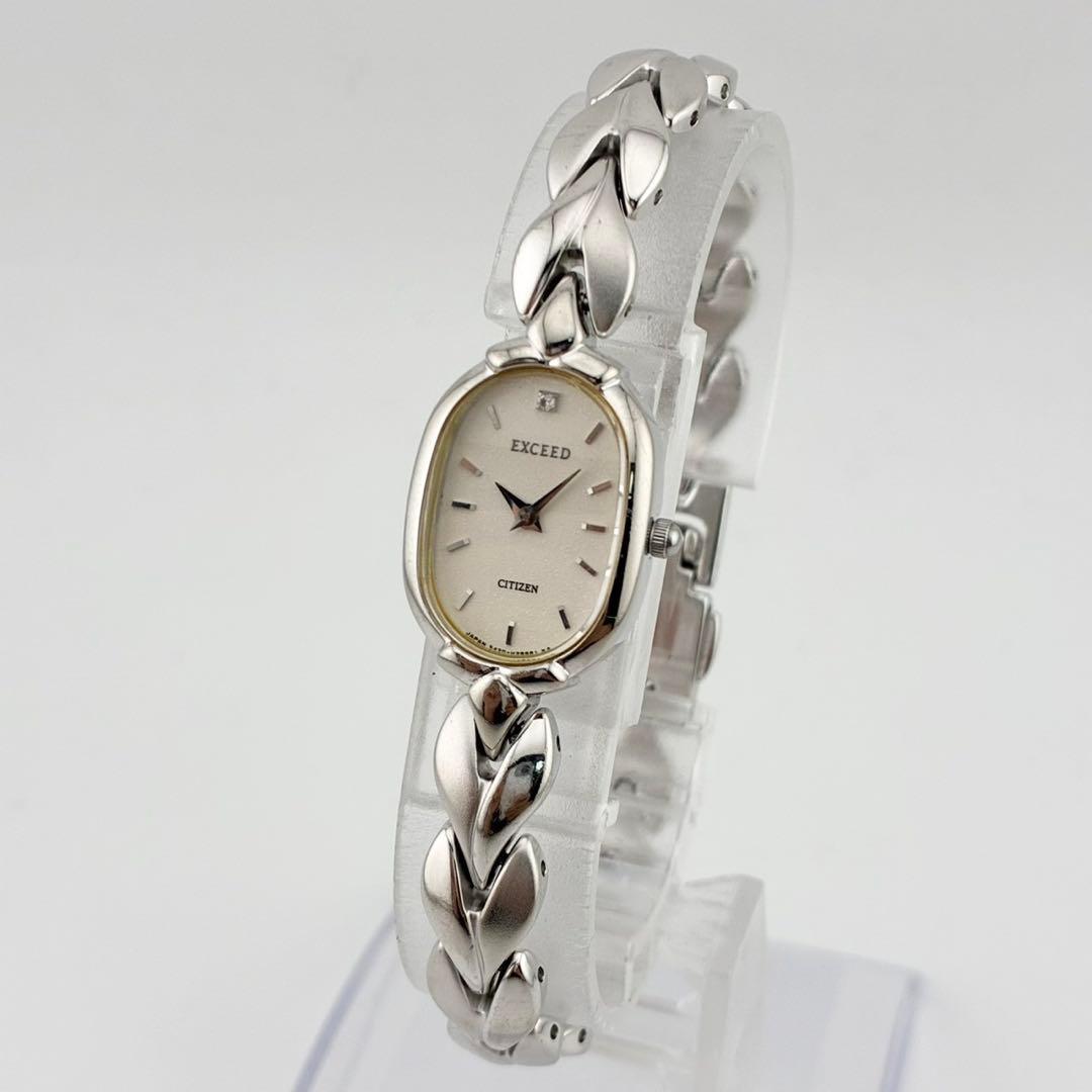 【希少/電池交換済】CITIZEN　EXCEED　1pダイヤ　シルバー　クォーツ