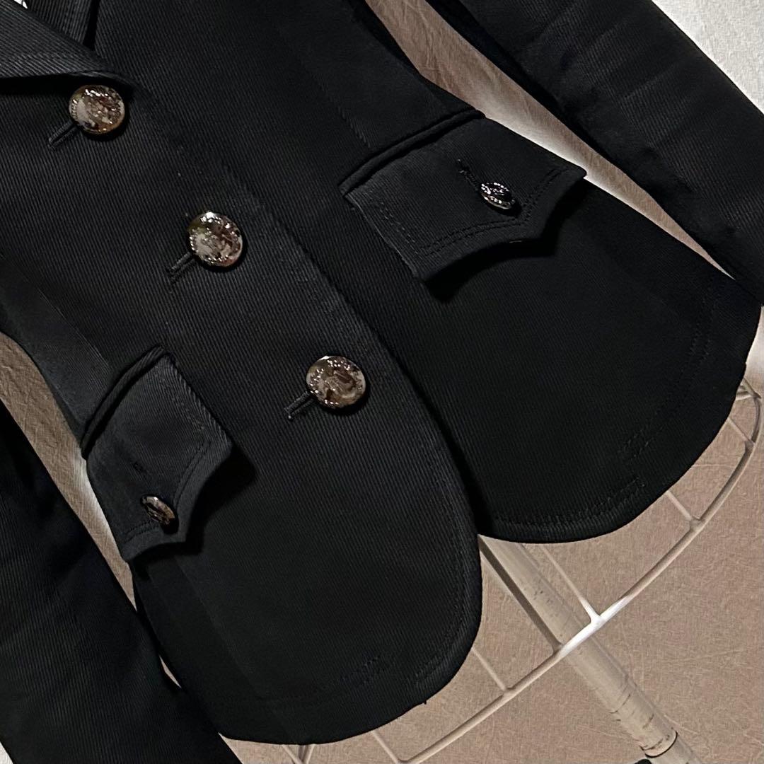 美品 バーバリー テーラードジャケット ブレザー フォーマル ロゴボタン 黒