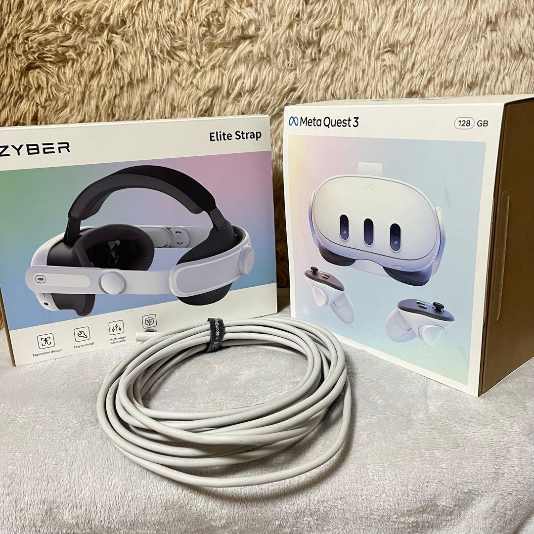  Quest 3 128GB + ヘッドストラップ+専用ケーブル