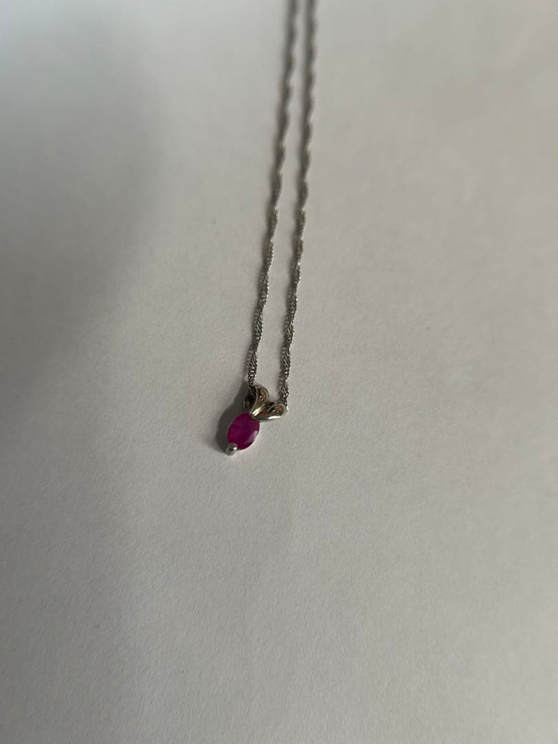 プラチナ850ネックレス ピンク宝石 約40cm