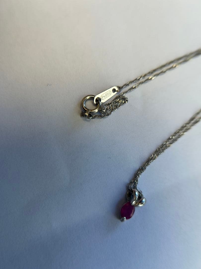 プラチナ850ネックレス ピンク宝石 約40cm