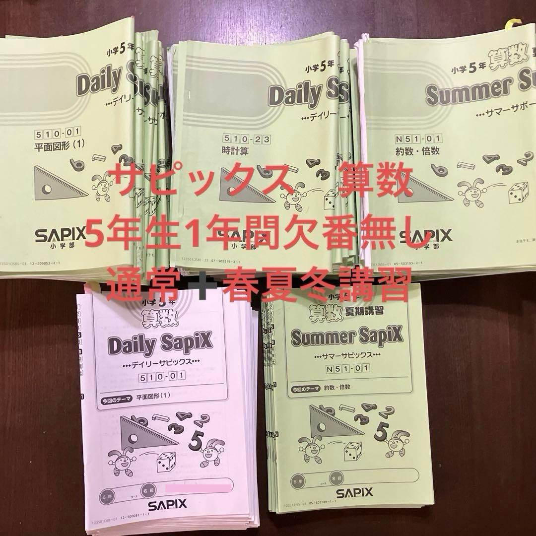 サピックス 小5 算数 テキスト 1年フルセット全58回 春夏冬期講習付き