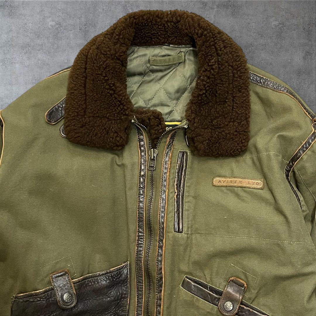 アヴィレックス B-3 フライトジャケット 大戦 カーキ レザー キルティング
