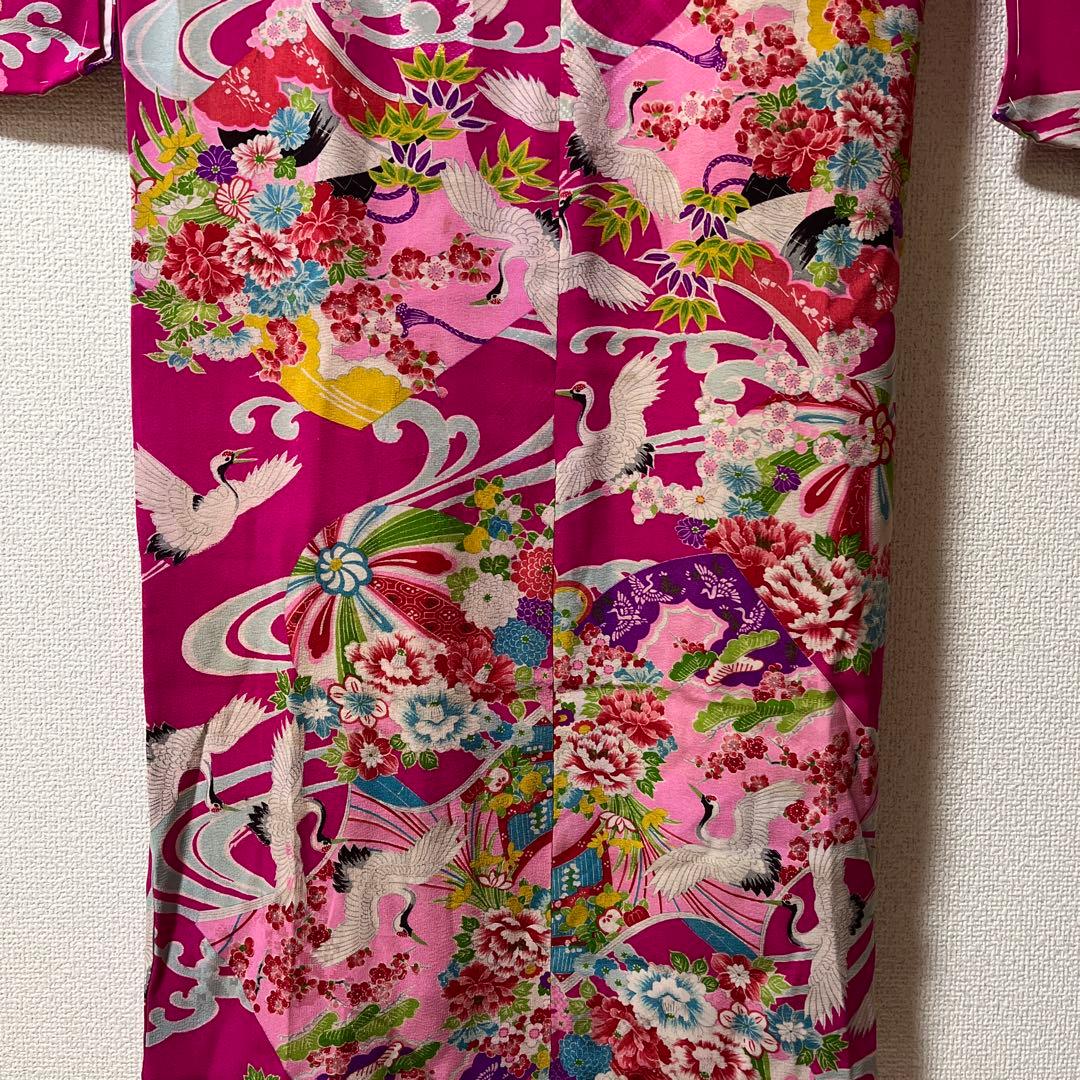 七五三　7歳　ハーフ成人式　アンティーク　ピンク　総柄　大正ロマン　着物セット