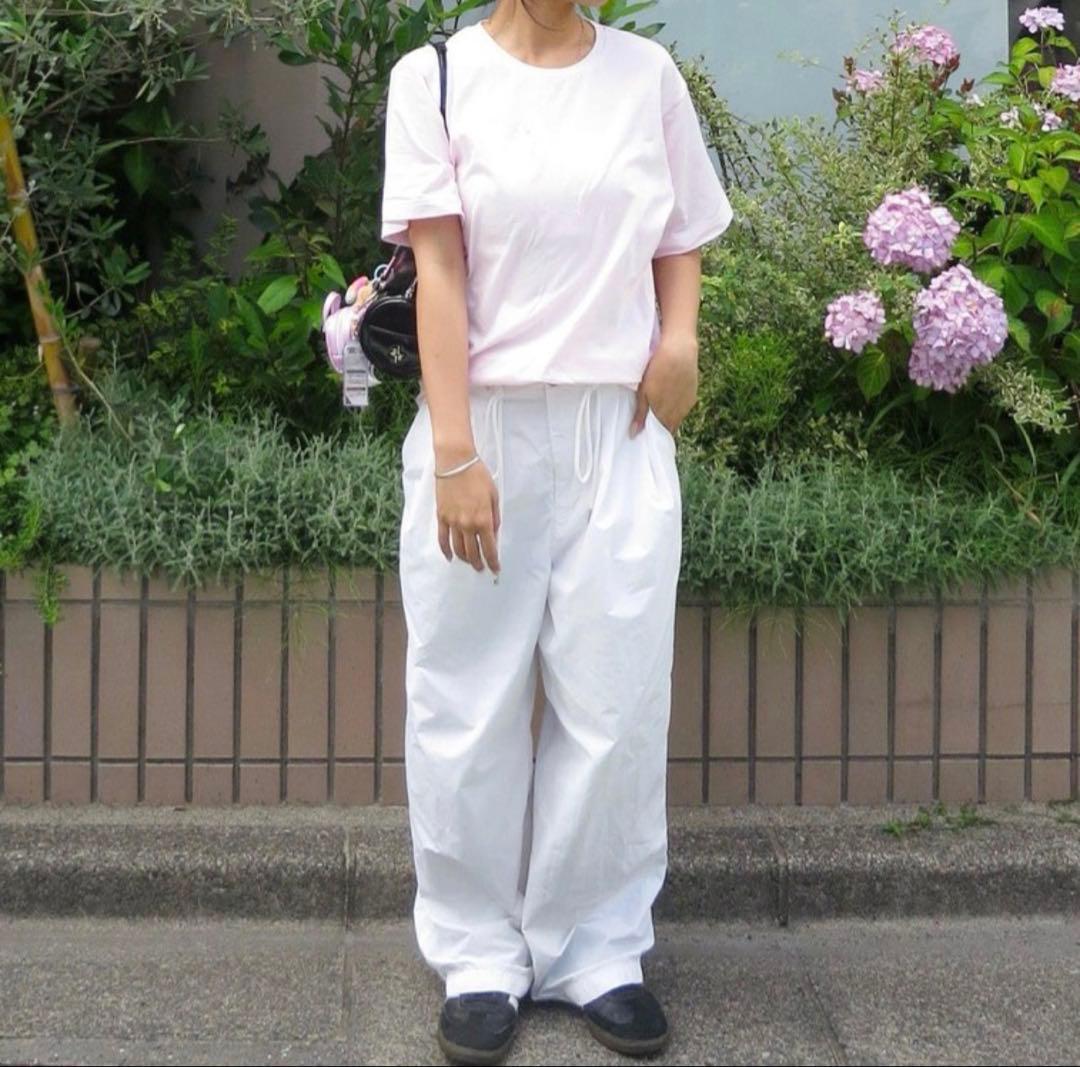 シールームリン 2tuckナイロンボリュームパンツ ホワイト M