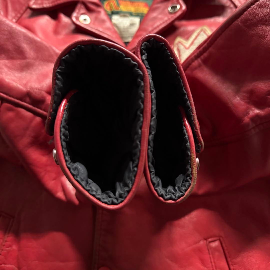 【80s vintage】スタジャン　S 本革　ロゴ　カナダ製　裏地キルティング