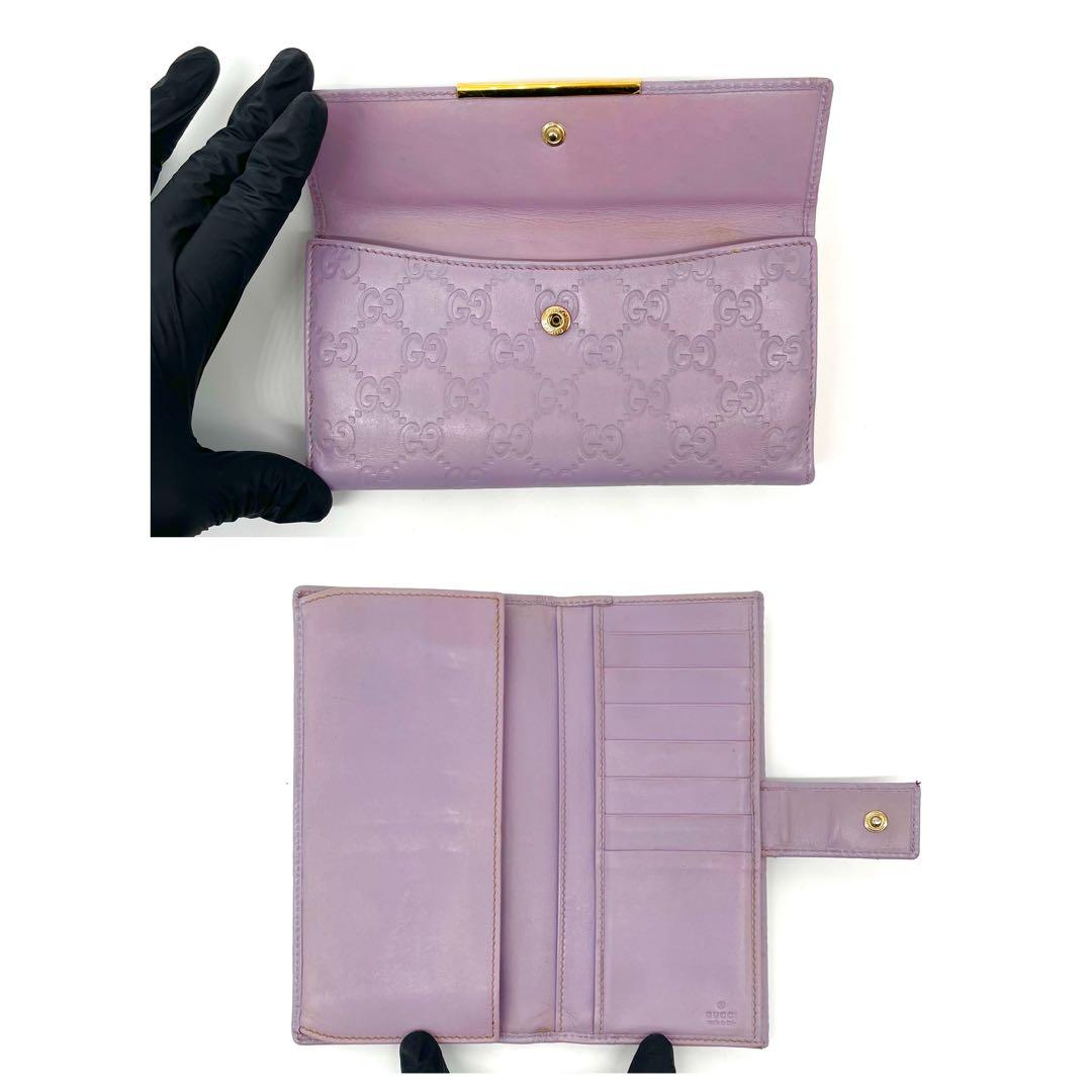 グッチ✨GGシマ Wホック 長財布 ゴールドロゴ レザー 7カード 大容量