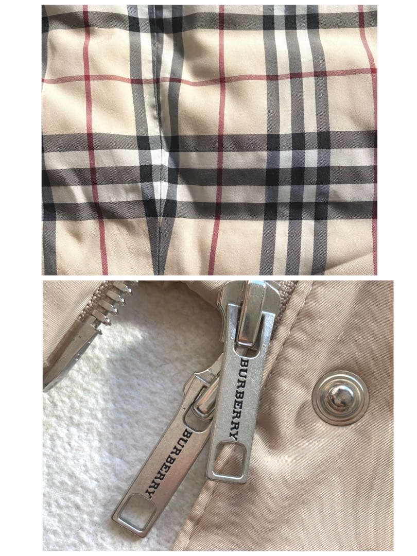 バーバリーロンドン　裏地ノバチェック　ダウンベスト　大きめサイズ46 ベージュ