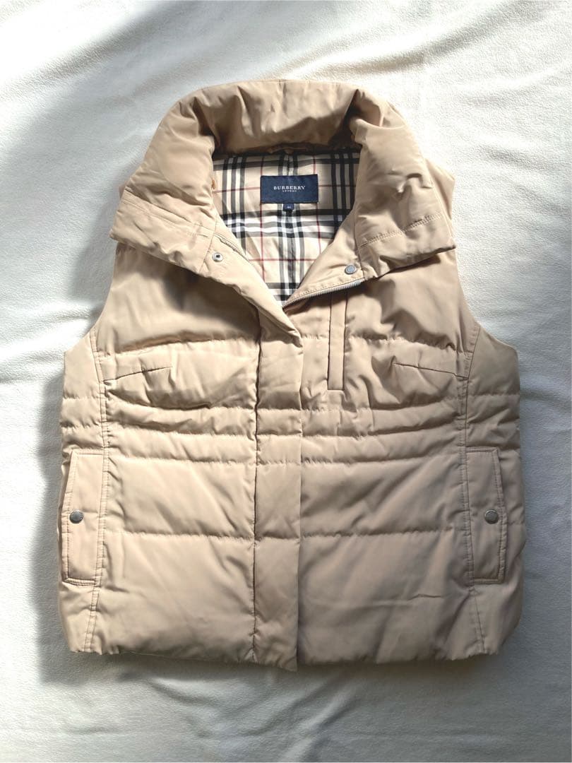 バーバリーロンドン　裏地ノバチェック　ダウンベスト　大きめサイズ46 ベージュ
