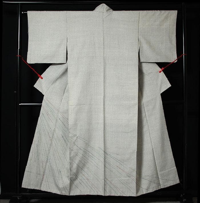 7651■ 正絹真綿紬　松葉の刺子　お洒落附下　美品