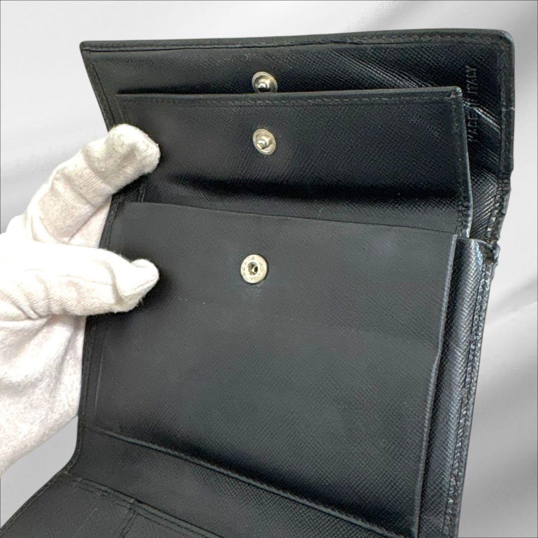 美品‼️ PRADA プラダ 三つ折り財布 サフィアーノ ブラック 黒