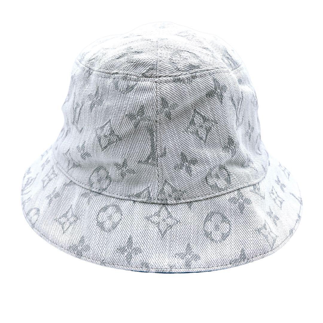 極美品 ルイヴィトン M76213 シャポー モノグラムデニム ハット ホワイト