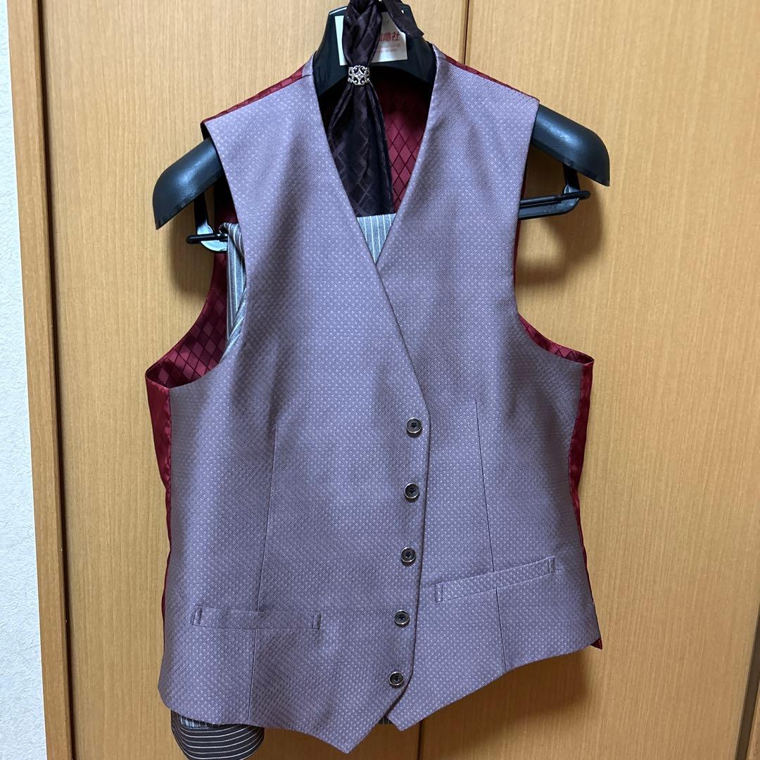 タキシード、5点セット、カラー、ブラウンストライプサイズ:ABM