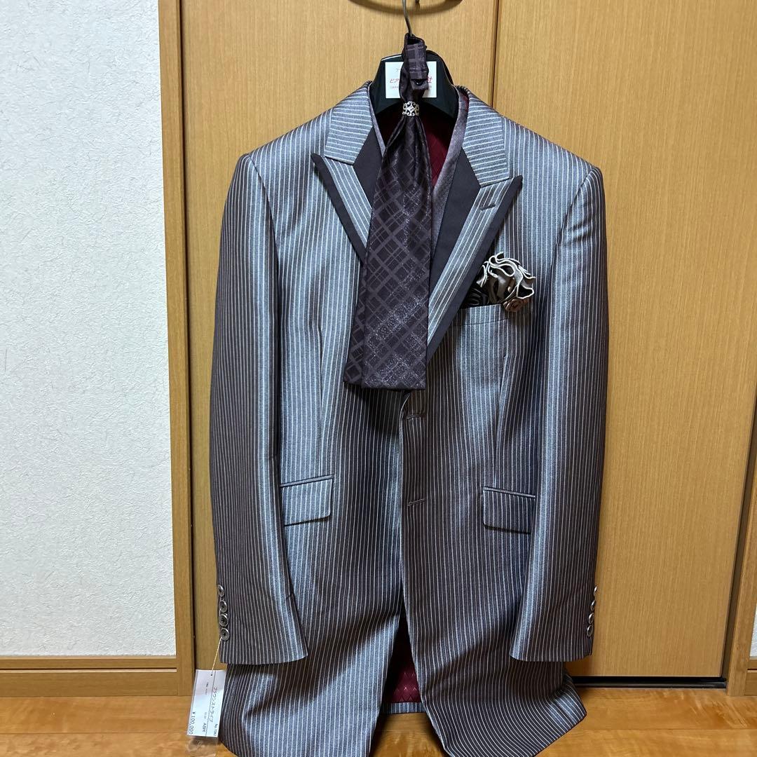 タキシード、5点セット、カラー、ブラウンストライプサイズ:ABM