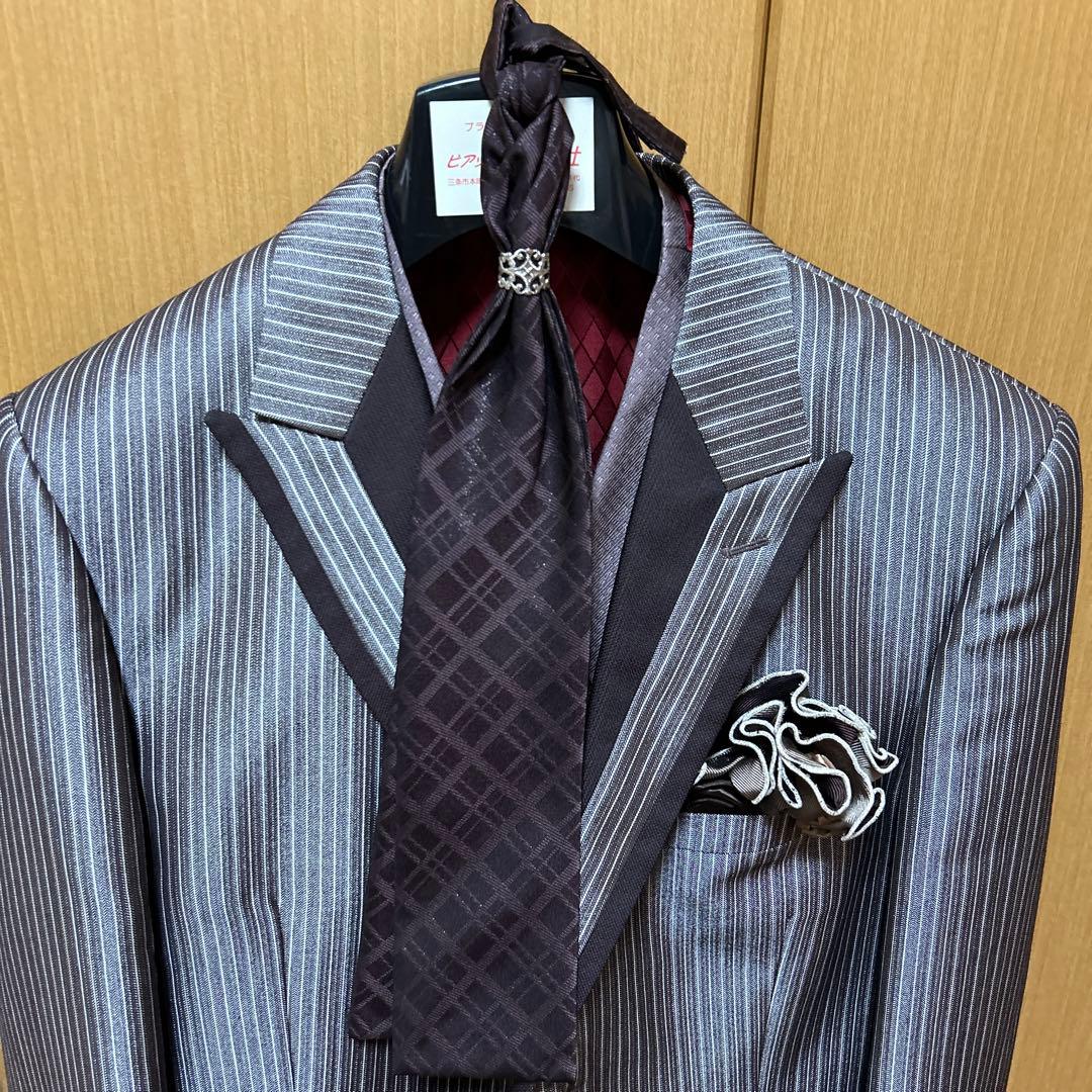 タキシード、5点セット、カラー、ブラウンストライプサイズ:ABM