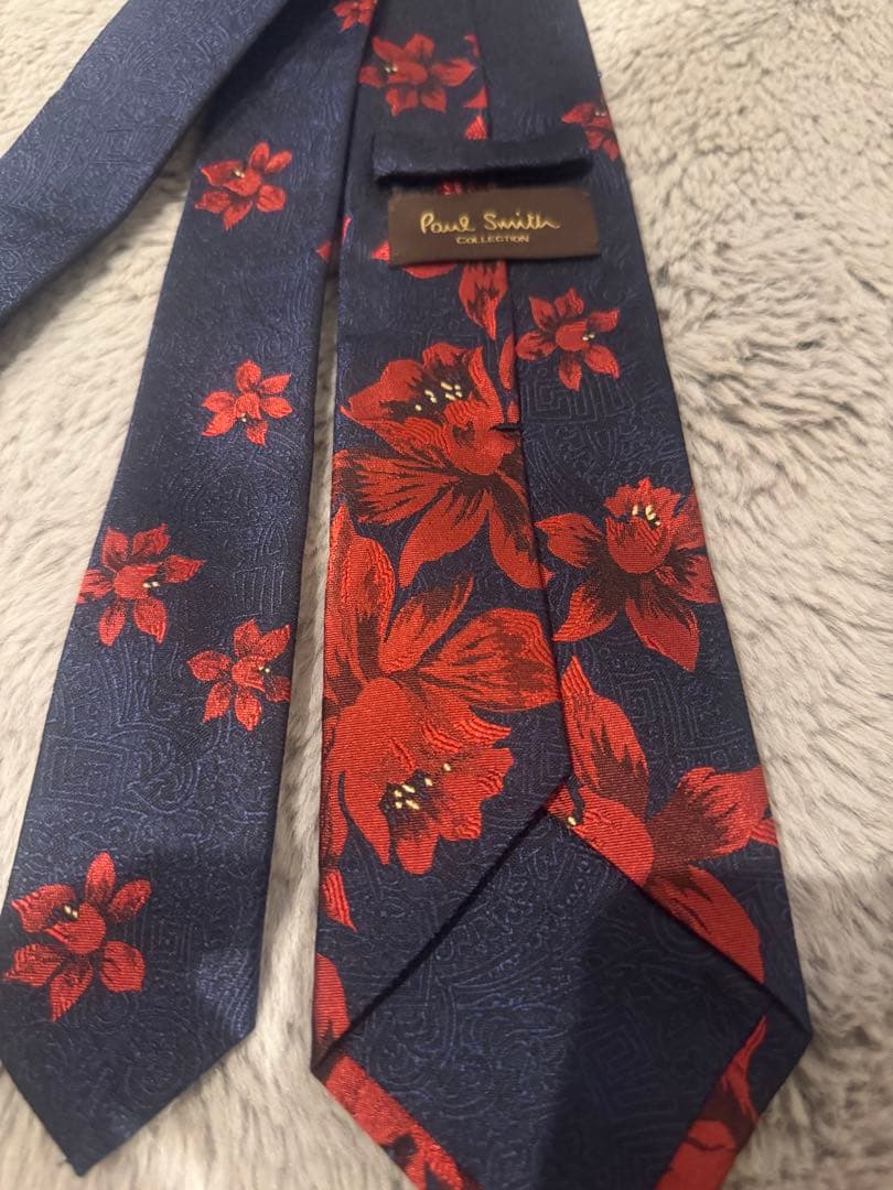 Paul Smith Collection 花柄 ネクタイ ネイビー/レッド