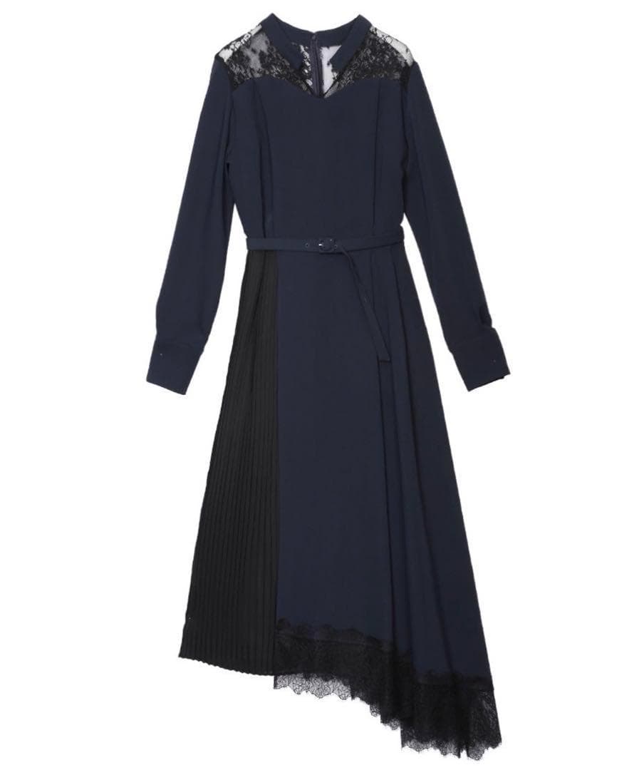 アメリヴィンテージ プリーツ レース アシンメトリードレス ワンピース