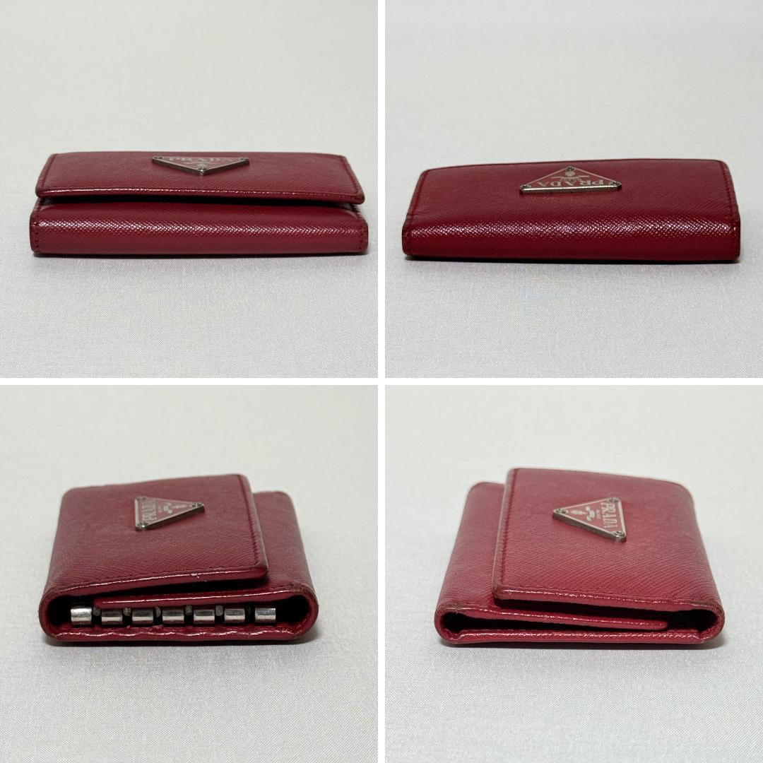 PRADA　プラダ　6連キーケース　三角ロゴプレート サフィアーノレザー　赤