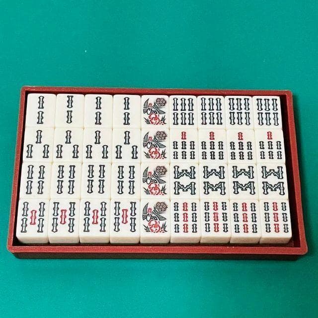 46 新品 高級麻雀牌セット　ミズノ丸一　ひかり　マージャンパイ　背緑　マルイチ